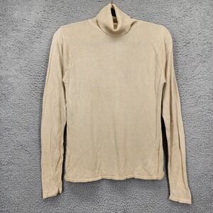 Vtg Herman Geist Womens Beige 100% Silk Long Sleeve Turtleneck Sweater‎ Small